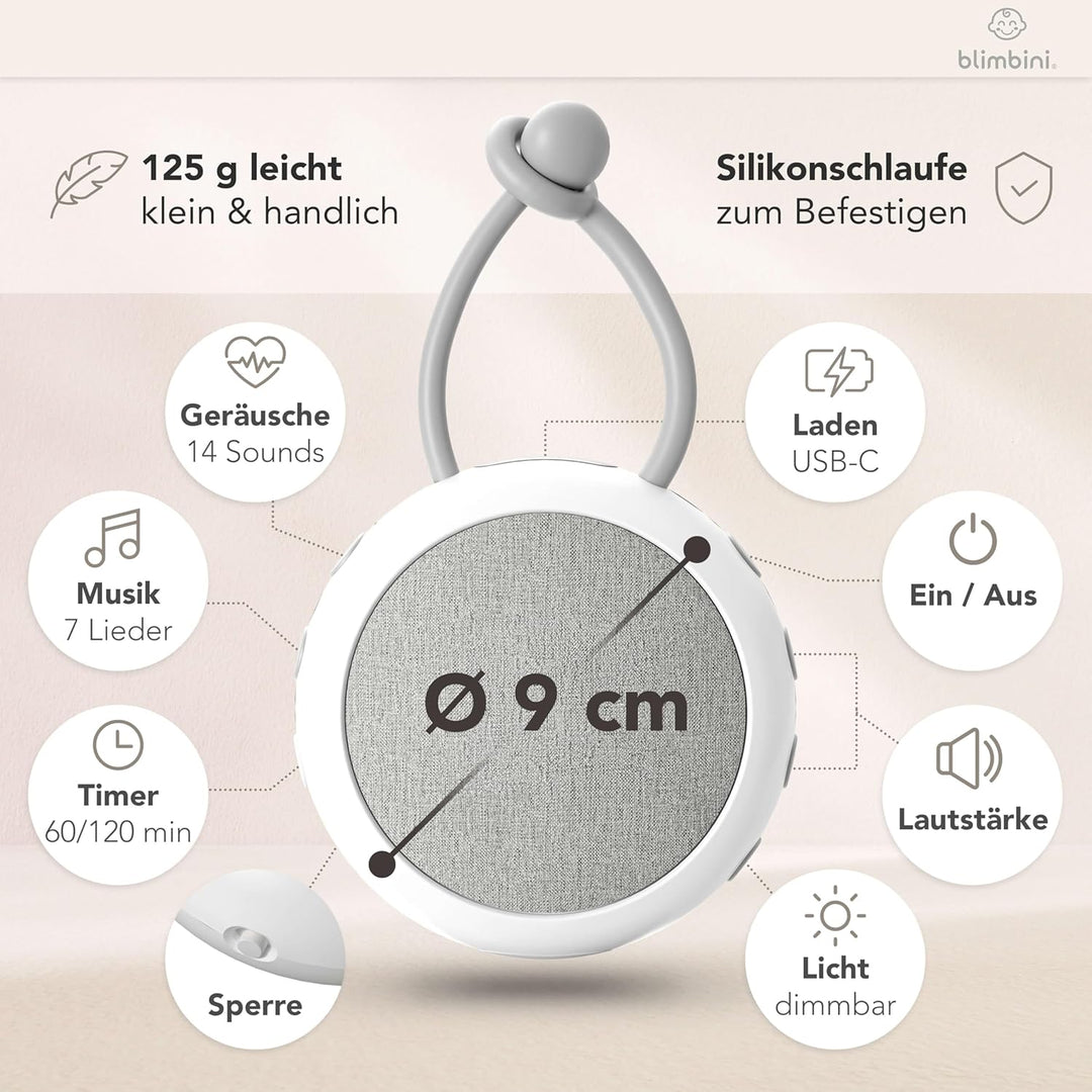 White Noise Machine Baby - Einschlafhilfe für Babys mit Nachtlicht - Regengeräusche zum Einschlafen,