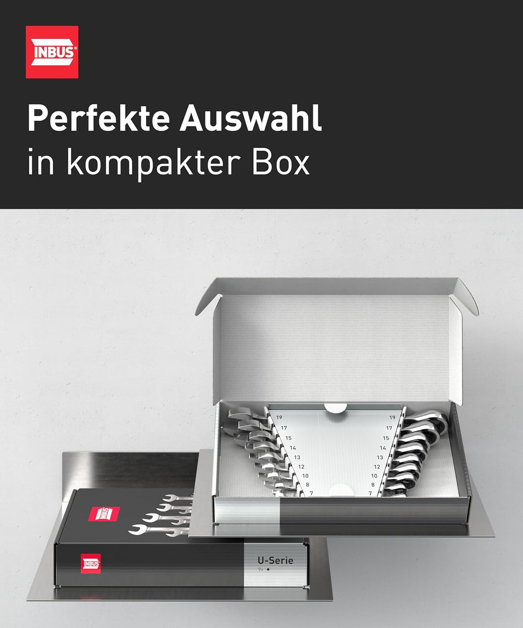INBUS® 74377 Maul-Ringratschenschlüssel Set 9tlg, 7–19mm 9× (7 – 19 mm), 9× (7 – 19 mm)