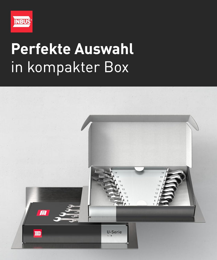 INBUS® 74377 Maul-Ringratschenschlüssel Set 9tlg, 7–19mm 9× (7 – 19 mm), 9× (7 – 19 mm)