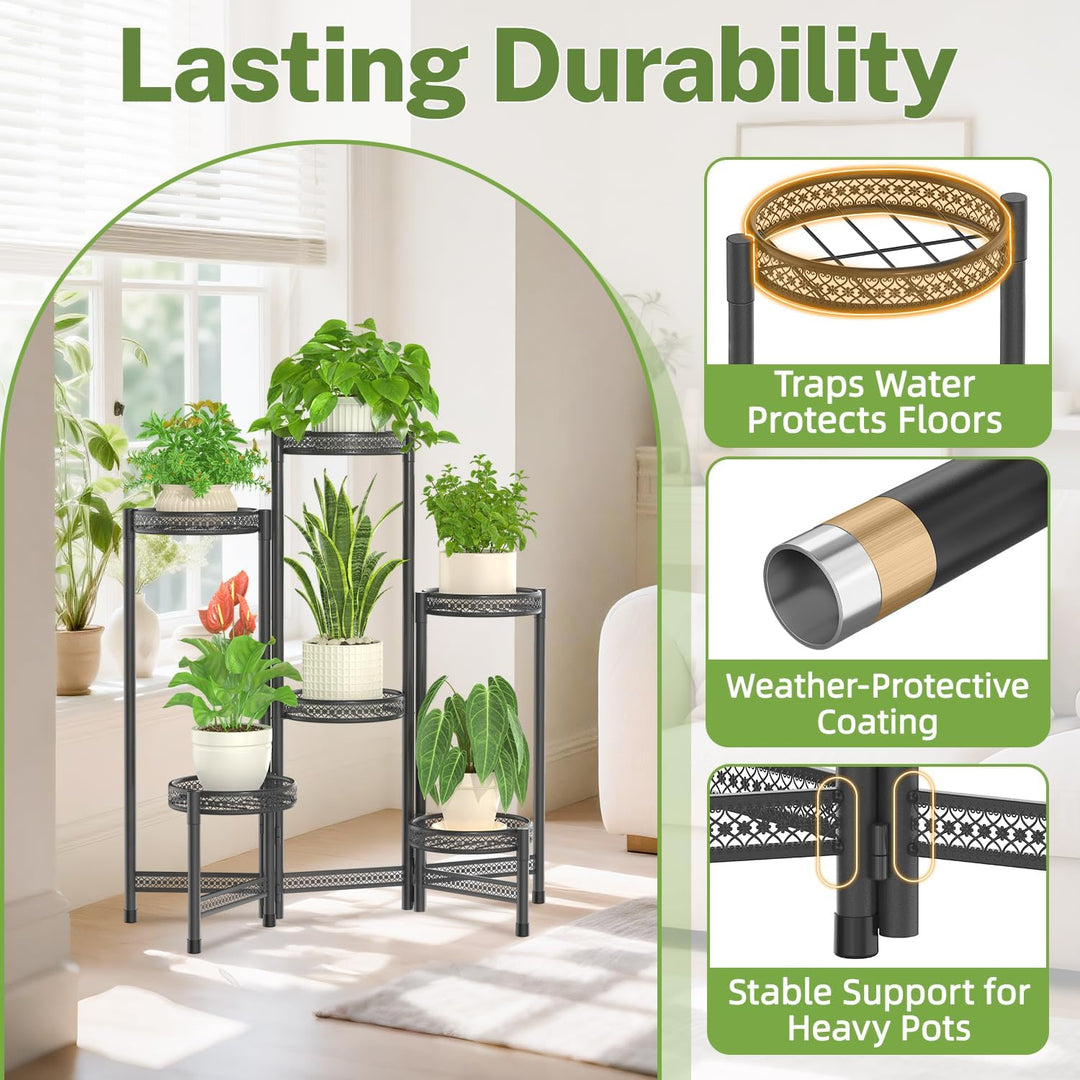 iDavosic.ly Pflanzenständer Metall mit 6 Etagen, Blumenständer Pflanzenregal Blumenregal Indoor Outd