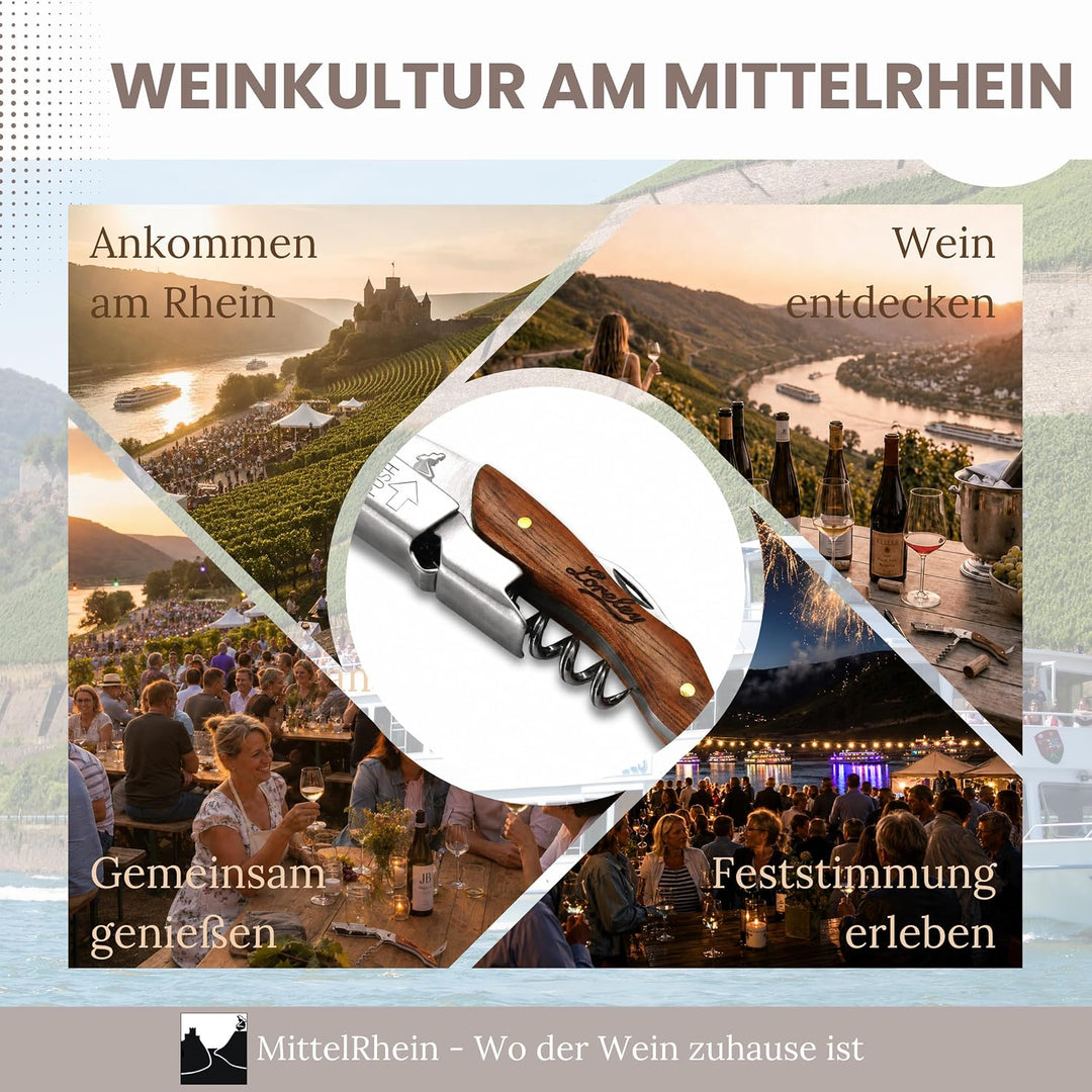 LORELEY MITTELRHEIN Germany Premium Kellnermesser | Korkenzieher | Weinöffner | Flaschenöffner aus O