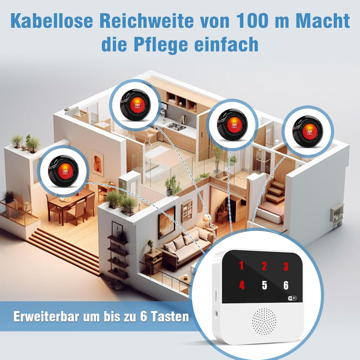 ChunHee Notrufknopf für Senioren Senioren Notruf Tuya WiFi Smart Notrufklingel Alert System für älte