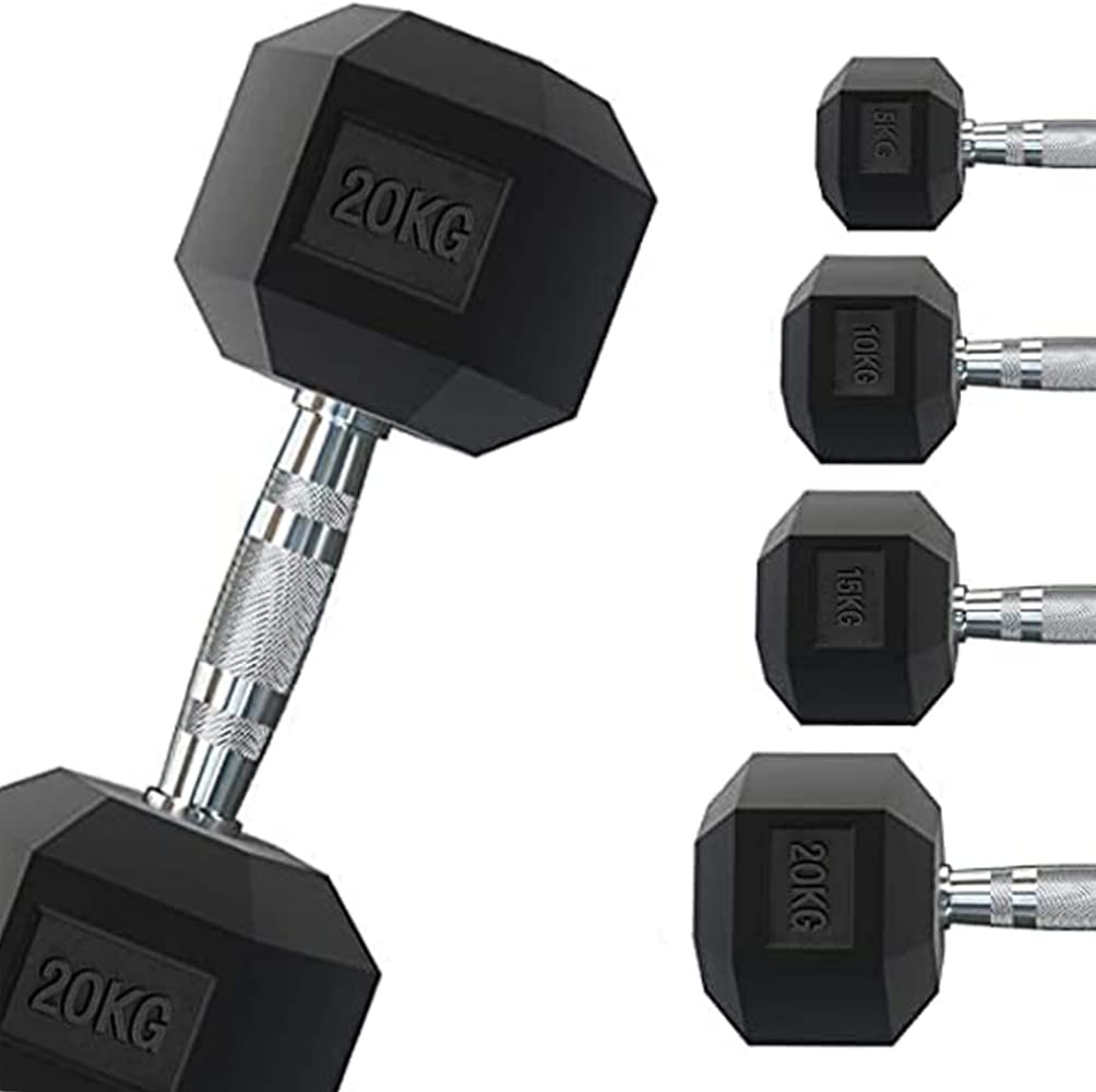 G5 HT SPORT Professionelle gummierte sechseckige Hantel von 1 bis 50 kg | Gewichtheben im Fitnessstu