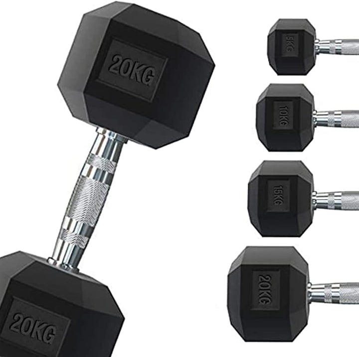 G5 HT SPORT Professionelle gummierte sechseckige Hantel von 1 bis 50 kg | Gewichtheben im Fitnessstu