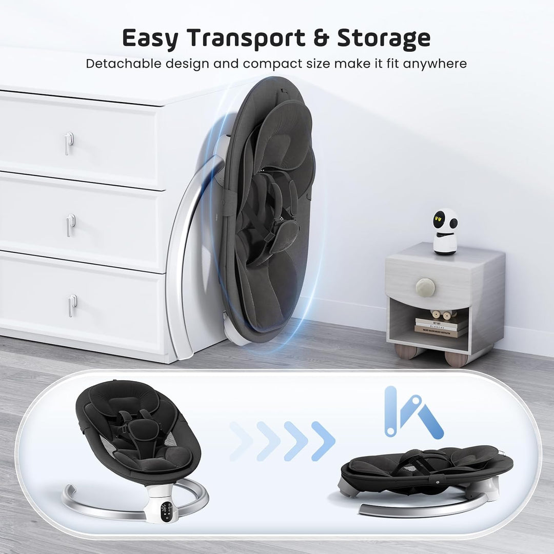 Babywippe, Babyschaukel Elektrisch mit Kabel und mit Bluetooth, Elektronisch Baby Schaukelsitz Babyw