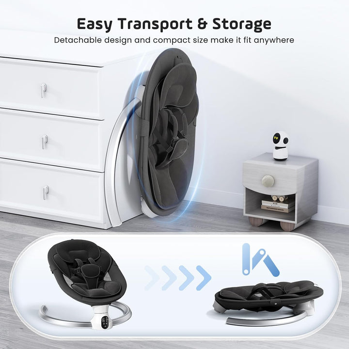 Babywippe, Babyschaukel Elektrisch mit Kabel und mit Bluetooth, Elektronisch Baby Schaukelsitz Babyw