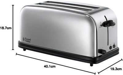 Russell Hobbs Toaster [2-Schlitz-Langschlitz für 4 Scheiben/2 breite Brotscheiben] Victory Edelstahl