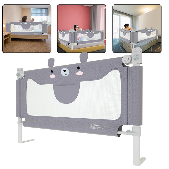 Froadp Rausfallschutz Baby Bettgitter 200cm Schutzgeländer, Höhenverstellbar Kinderbettgitter mit Do