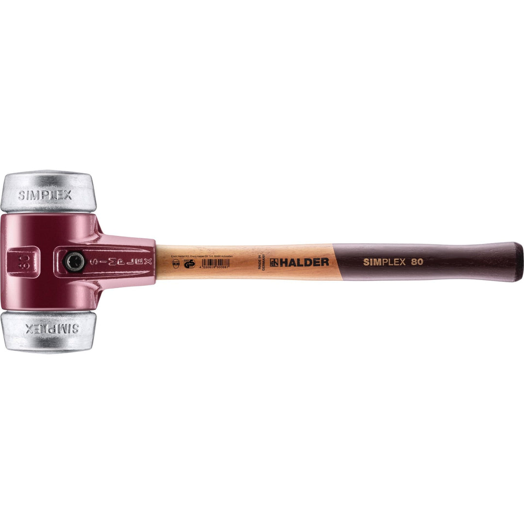 SIMPLEX-Schonhammer, Weichmetall; mit Tempergussgehäuse und hochwertigem Holzstiel | D=80 mm | 3009.