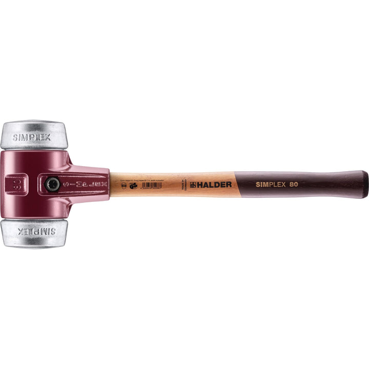 SIMPLEX-Schonhammer, Weichmetall; mit Tempergussgehäuse und hochwertigem Holzstiel | D=80 mm | 3009.