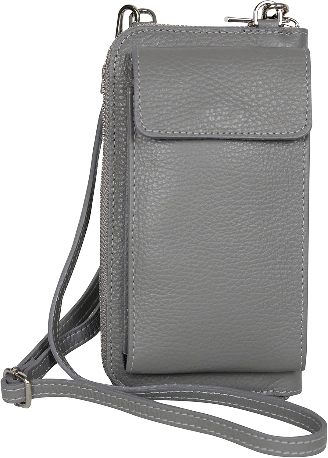 AmbraModa GLX21 - multifunktionale Damen Handytasche, Umhängetasche, Geldbörse aus echtem Leder, gee