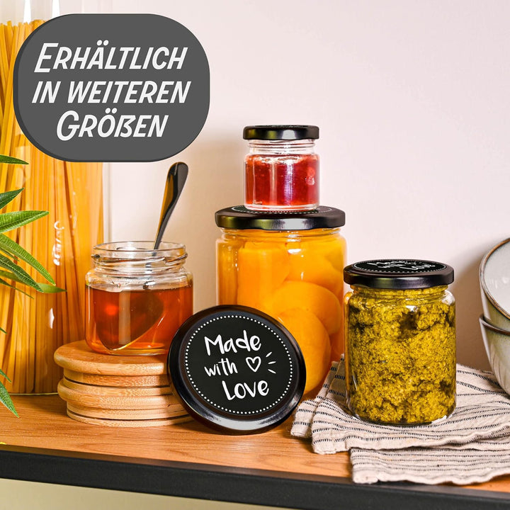 Praknu 24 Mini Gläser mit Deckel 50 ml - Kleine Gläser mit Deckel, Etiketten und Stift - Luftdichte