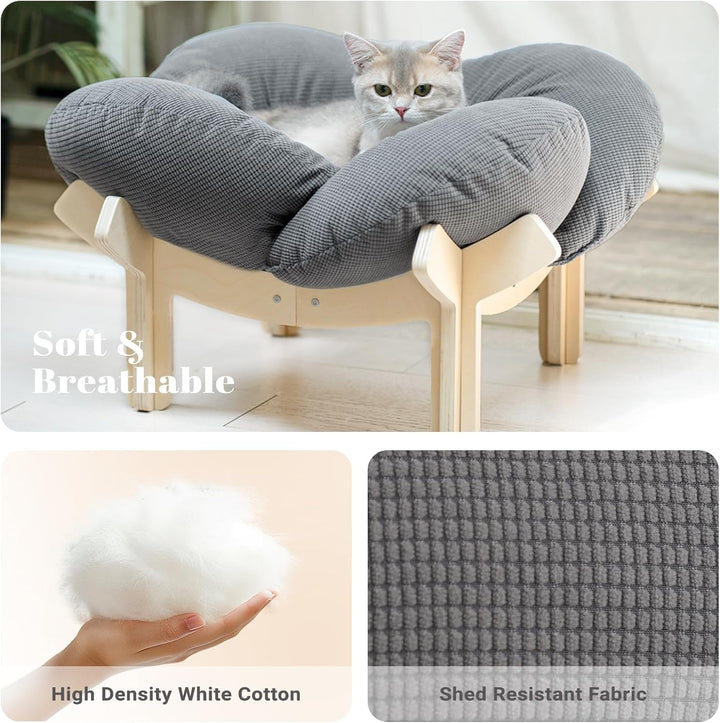CheerPals Erhöhtes Katzenbett Blumenform, 55cm L&W Grosses Katzensofa, Stilvoll Katzenstuhl mit Hoch