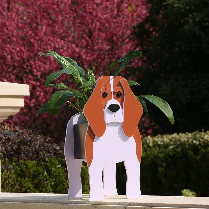 Gochoi Kleiner Beagle Hund Blumentopf Geschenke Pflanzkübel PVC Rechteckig Blumentöpfe Tier für Den