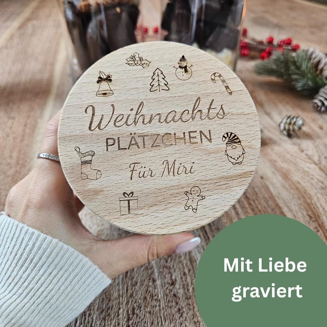 Vorratsglas Weihnachten mit Gravur | Keksdose Weihnachten Glas | Geschenk Kollegin, Freundin, Mitarb