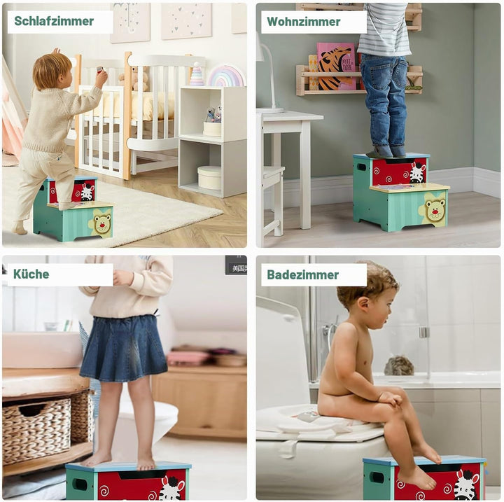 Tritthocker für Kinder | Kindertritthocker mit Aufbewahrung | Tragbare &amp; leichte Double Step Hocker