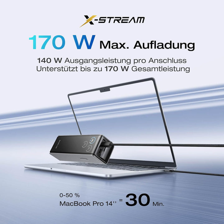 EcoFlow Powerbank 25000mAh 170W mit Zwei 140W USB-C Anschlüssen, Tragbares Ladegerät Laptop Power Ba
