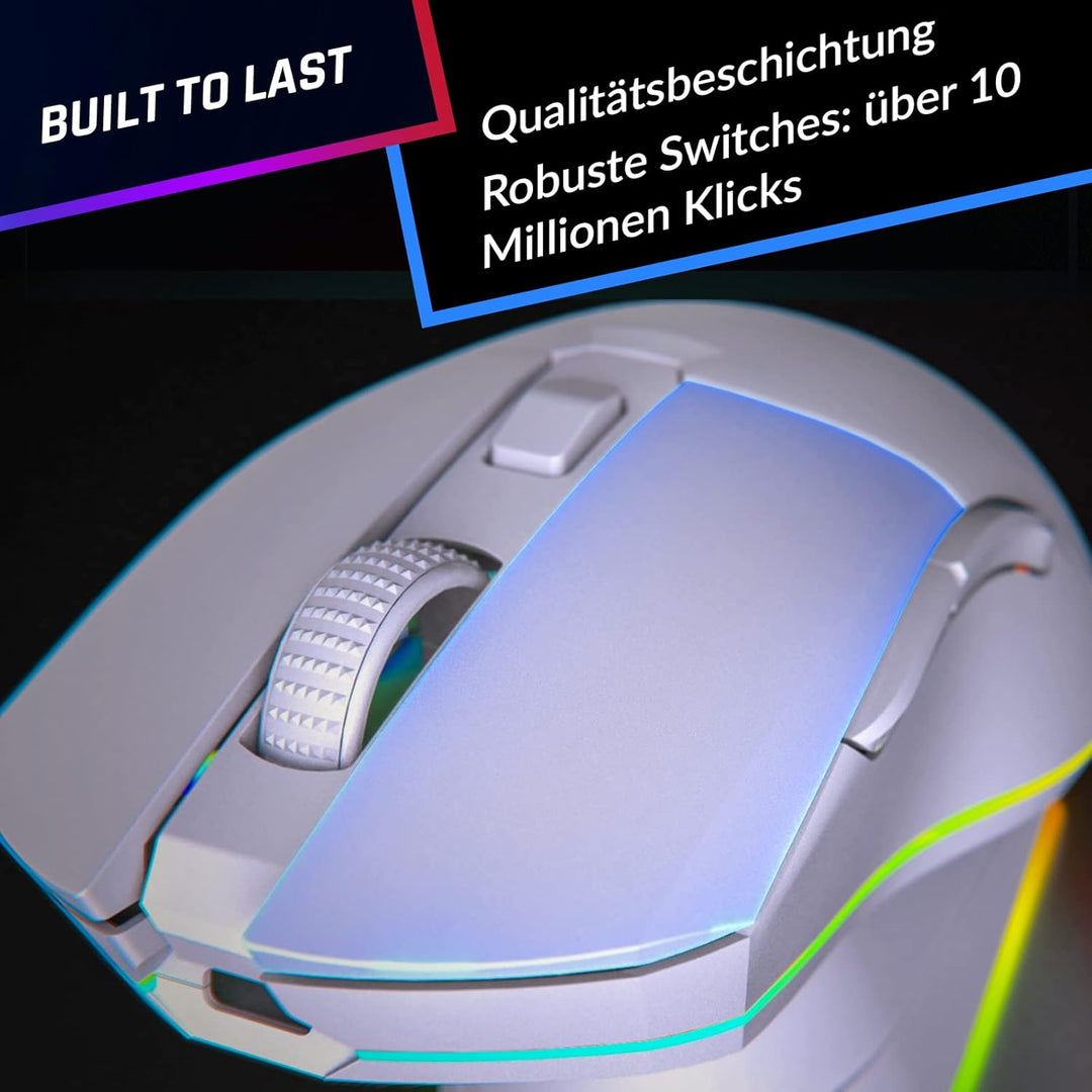 KLIM Blaze Pro Wiederaufladbare kabellose Maus - NEU - Gaming Maus mit RGB und Ladestation - Hochprä