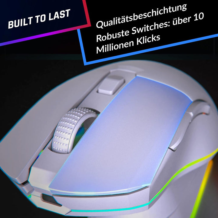 KLIM Blaze Pro Wiederaufladbare kabellose Maus - NEU - Gaming Maus mit RGB und Ladestation - Hochprä