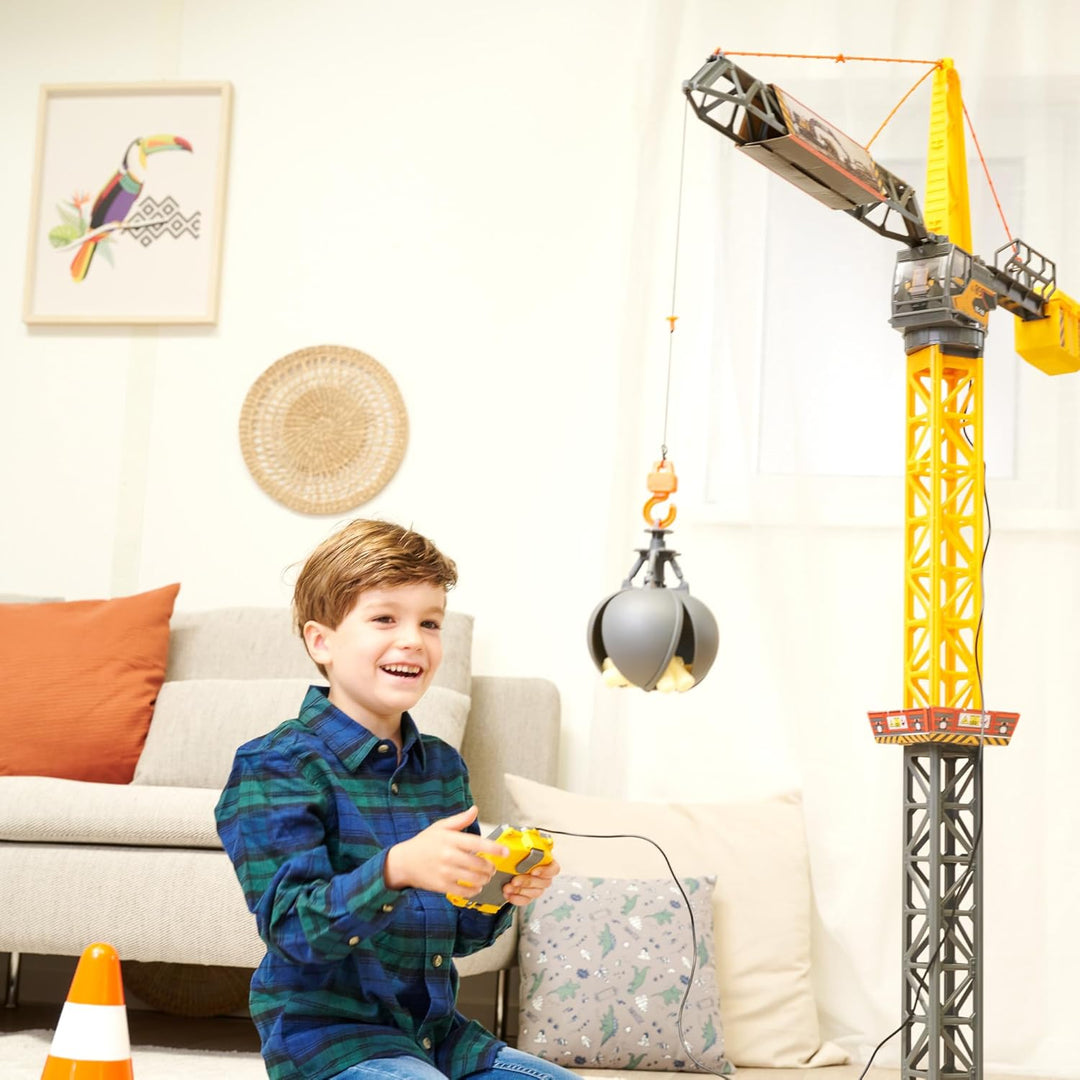 Dickie Toys - Mighty Crane (110 cm) - grosser Spielzeug-Kran mit 360°-Drehung & Abrissbirne inkl. Gr