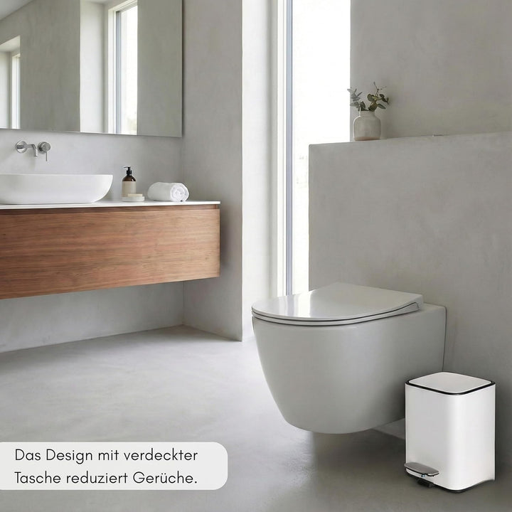 Erreke Badmülleimer mit Pedal 3L, Kosmetikeimer 3L aus Edelstahl mit Soft-Close Deckel, Herausnehmba
