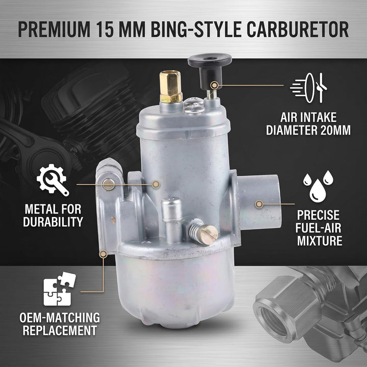 Moped Motorrad Vergaser, Yosoo 15 Mm Bing Style Carb 20 Mm Einlassdurchmesser Moped Motorrad Vergase