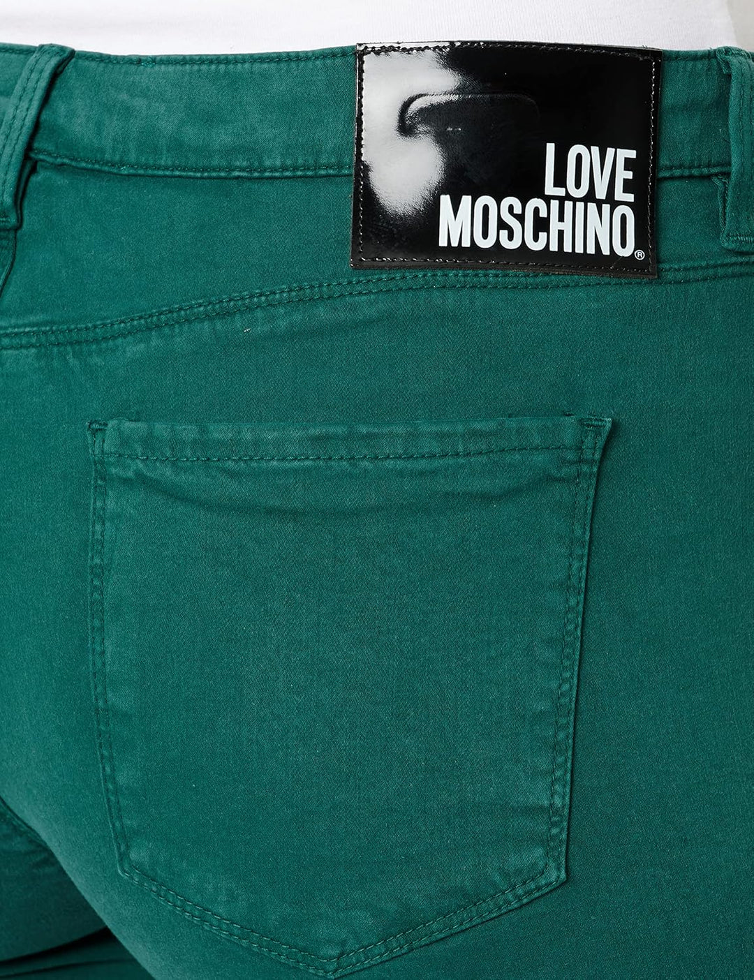Love Moschino Damen Garment Dyed Twill with Black Shiny Logo Back Tag Casual Pants 26 Grün, 26 Grün
