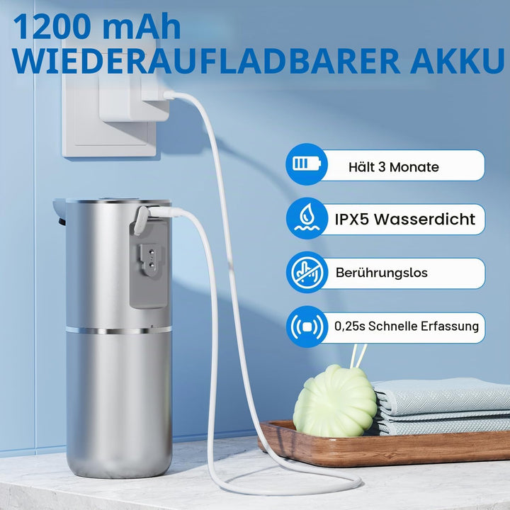 Fachixy Seifenspender Automatisch mit digitaler Anzeige,380ml Elektrischer Seifenspender mit Sensor,