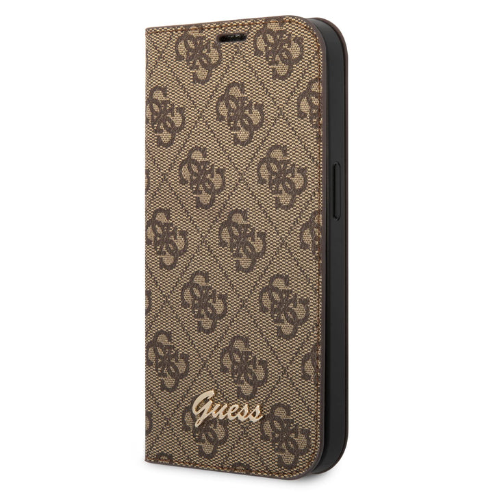 Guess GUBKP14XHG4SHW Hülle für iPhone 14 Pro Max 6,7" braun/Brown Book 4G Vintage Gold Logo