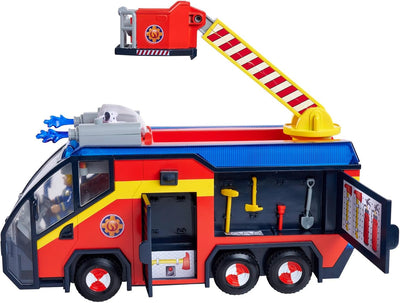 Simba 109252595 Feuerwehrmann Jupiter, Feuerwehrauto, Sam und Radar Figur, Leuchteffekte, Sirene, Dr