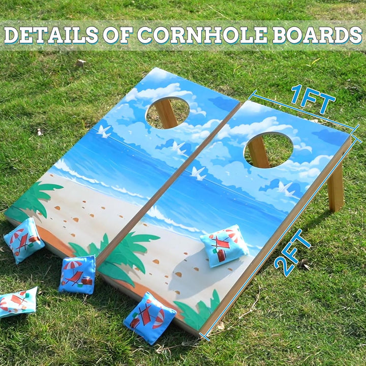Cornhole Verordnung Grösse 60x30cm Massivholz Sackloch Spiel Set mit 2 Corn Hole Boards, 8 Sitzsack