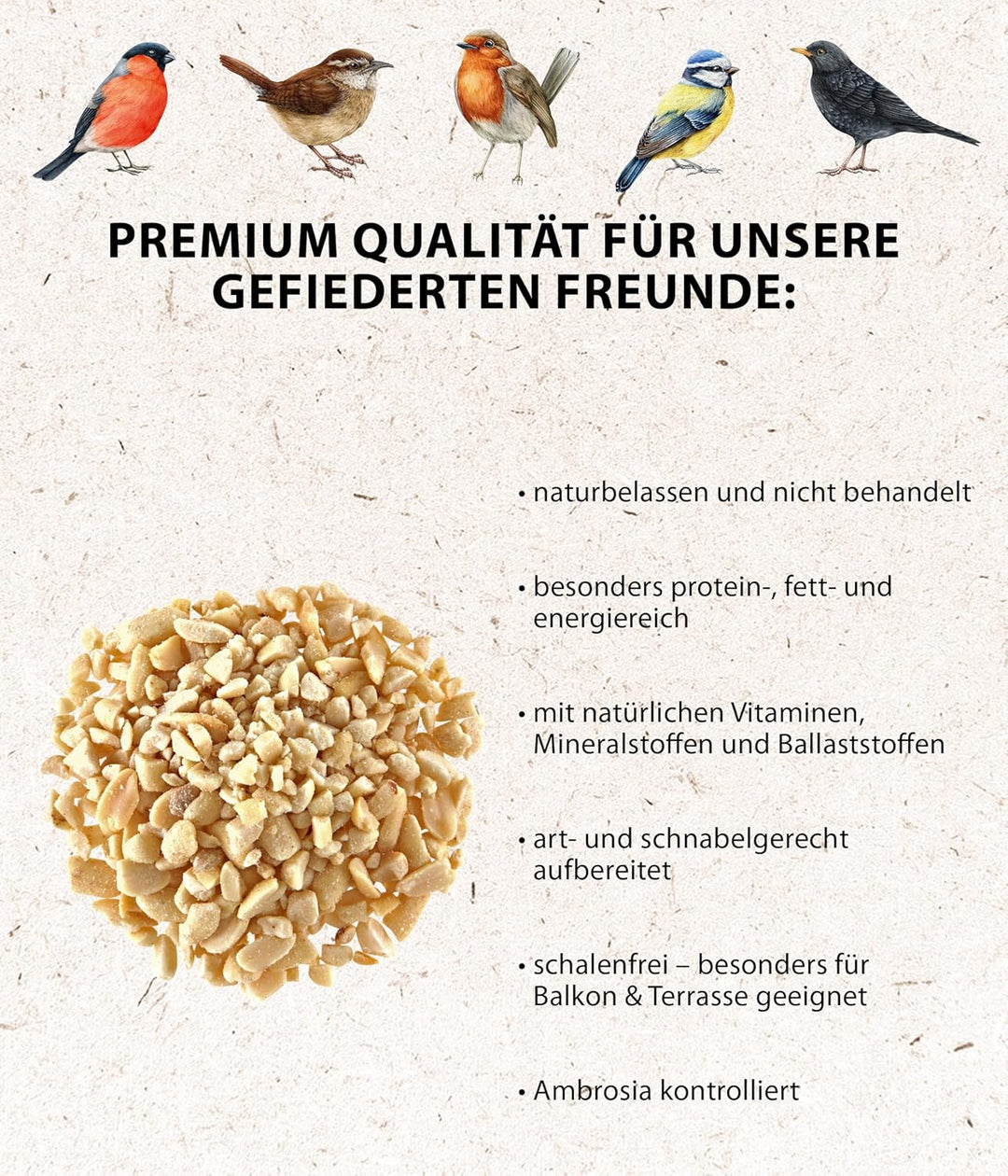 Dehner Natura Wildvogelfutter, gehackte Erdnüsse, 20 kg 20 kg (1er Pack) Single, 20 kg (1er Pack) Si