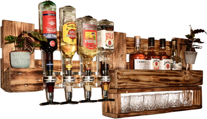 EXCLUSIV: Whiskyregal Wandbar Whiskeyregal rustikal Getränkespender Schnaps Gin Whiskey Whisky Palet