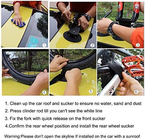 ROCKBROS Fahrradträger mit Saugnäpfe Fahrrad Dachträger Dachgepäckträger Schnellmontage für 3 Fahrrä