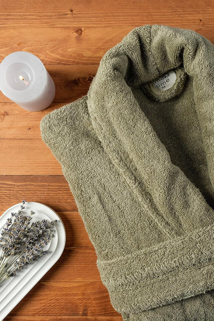 PandaHome Bademantel Damen und Herren aus 100% Baumwolle, Morgenmantel Frottee Kuschel, Saunamantel