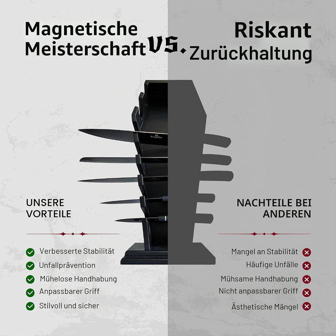 Sarg-Messerhalter Mit 14 Magneten für 7 Messer - Gothic-Küchendekoration und -Zubehör, Halloween-Mes
