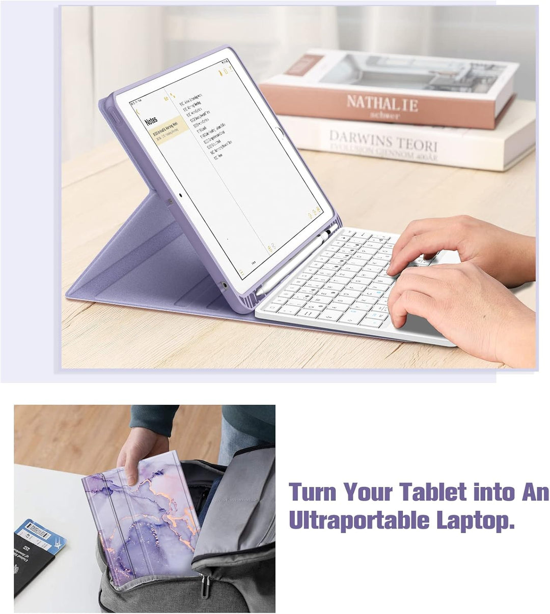 Fintie Tastatur Hülle für iPad (9. / 8. und 7. Generation - 2021/2020/2019), iPad 10.2 Zoll Deutsche