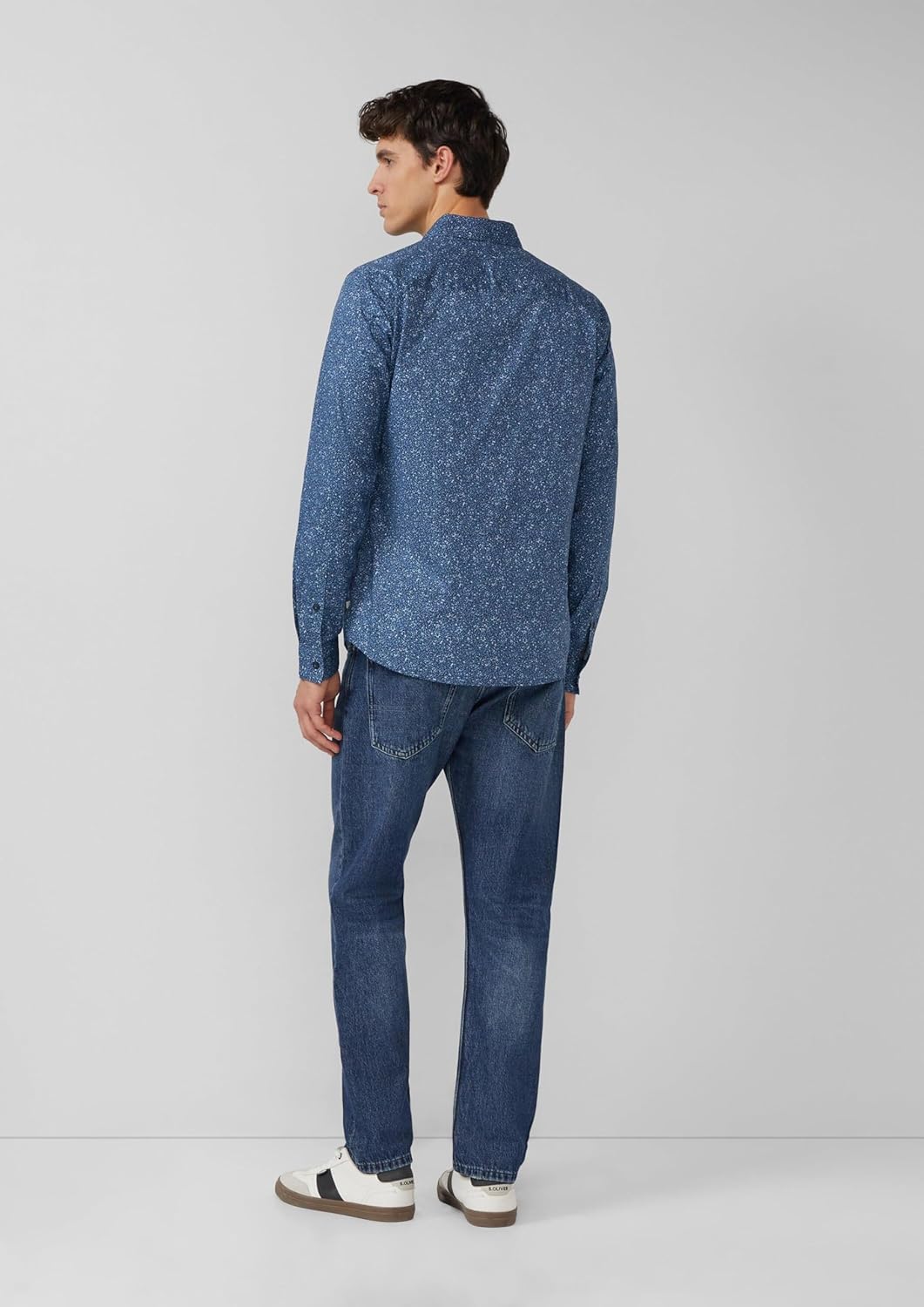 s.Oliver Slim Fit: Hemd aus Baumwollstretch mit All-over-Print M 58a0_tiefblau, M 58a0_tiefblau