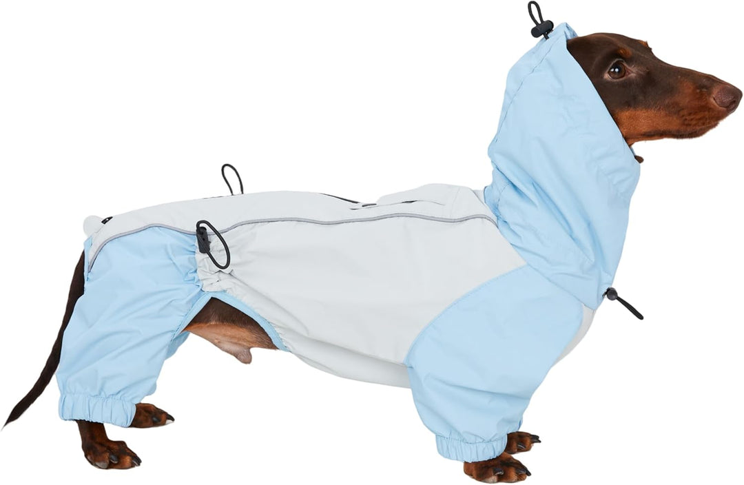 Dackel Regenmantel, wasserdichte 4-Bein Hundejacke, Leichter Outdoor Windbreaker für Mini Dackel(L(8