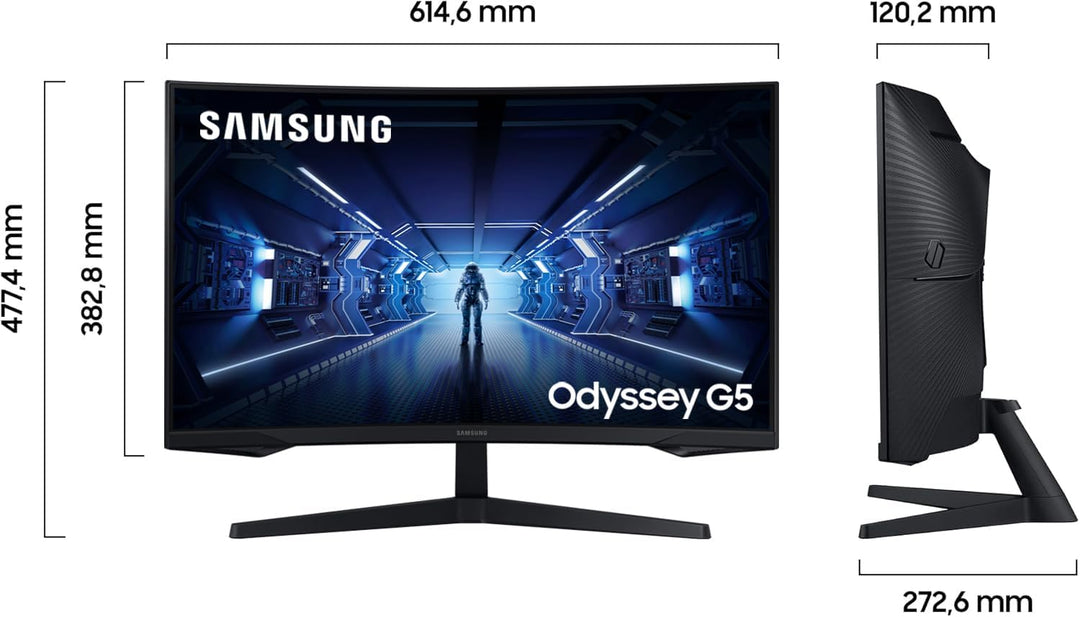 Samsung Odyssey G5 Curved Gaming Monitor C27G54TQBU, 27 Zoll, VA-Panel, WQHD-Auflösung, AMD FreeSync