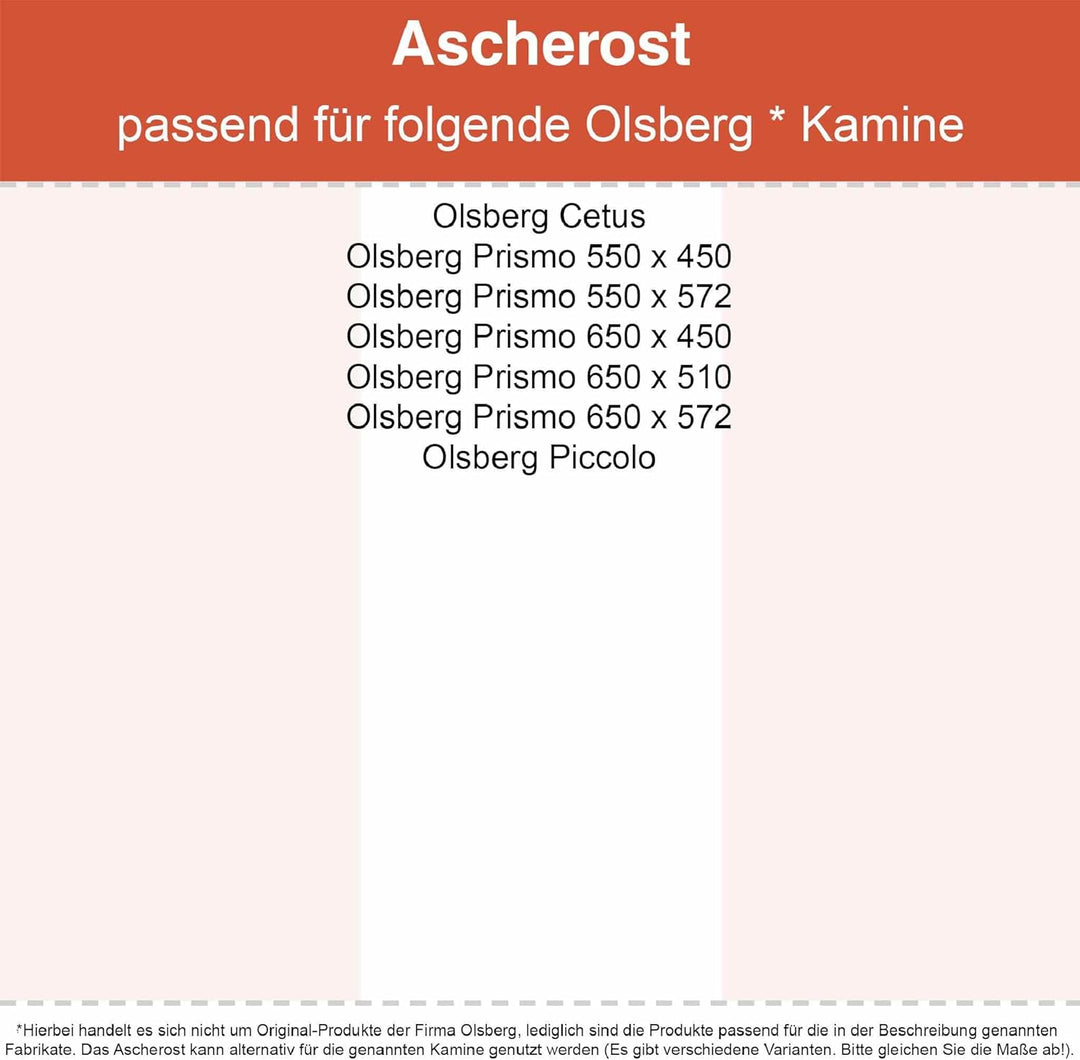 Kaminrost/Ascherost Eckig 220 x 220 x 10 mm passend für Olsberg ** Kaminöfen inkl. Modellübersicht -
