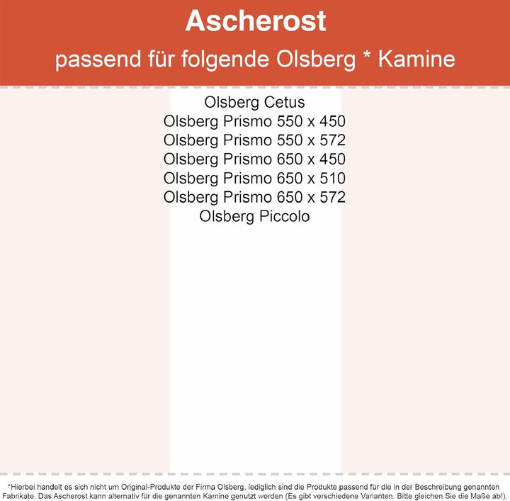 Kaminrost/Ascherost Eckig 220 x 220 x 10 mm passend für Olsberg ** Kaminöfen inkl. Modellübersicht -