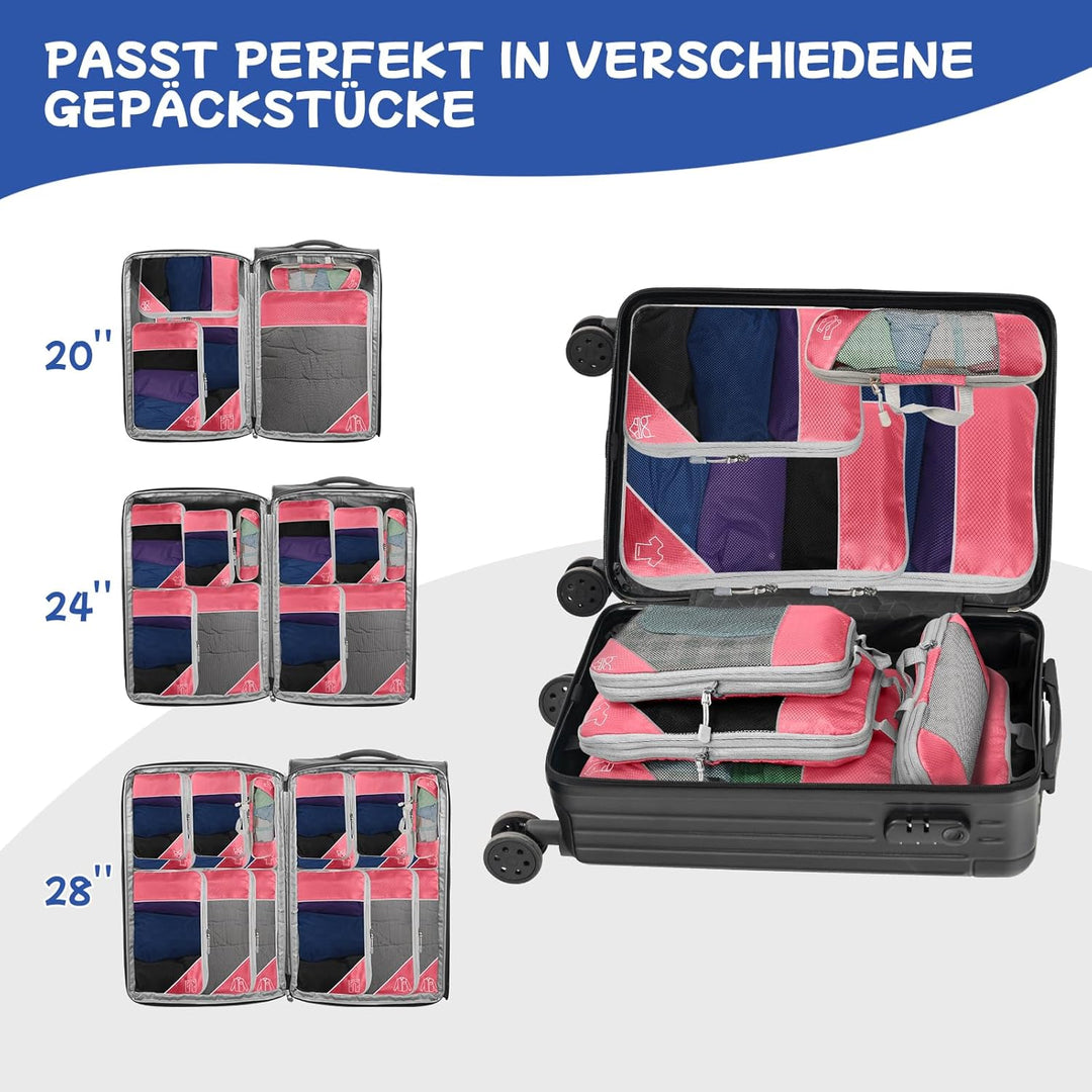 5-teilig Kompressions Packwürfel Set für Reisen, Compression Packing Cube zur Organisation Ihres Rei