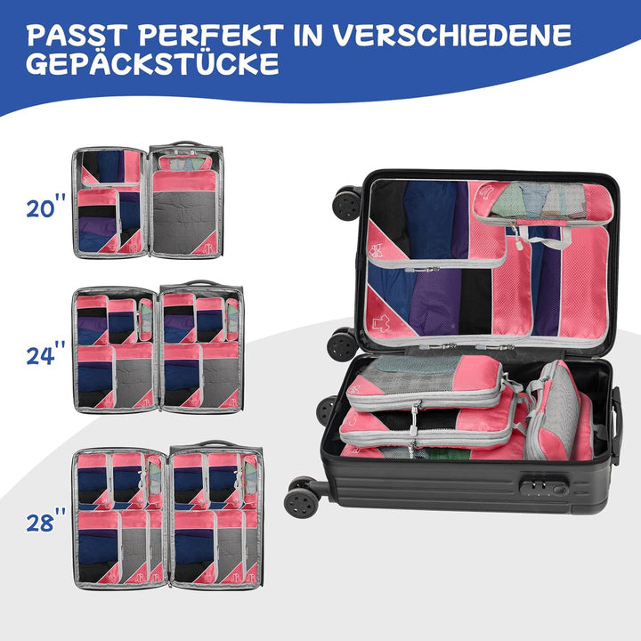 5-teilig Kompressions Packwürfel Set für Reisen, Compression Packing Cube zur Organisation Ihres Rei