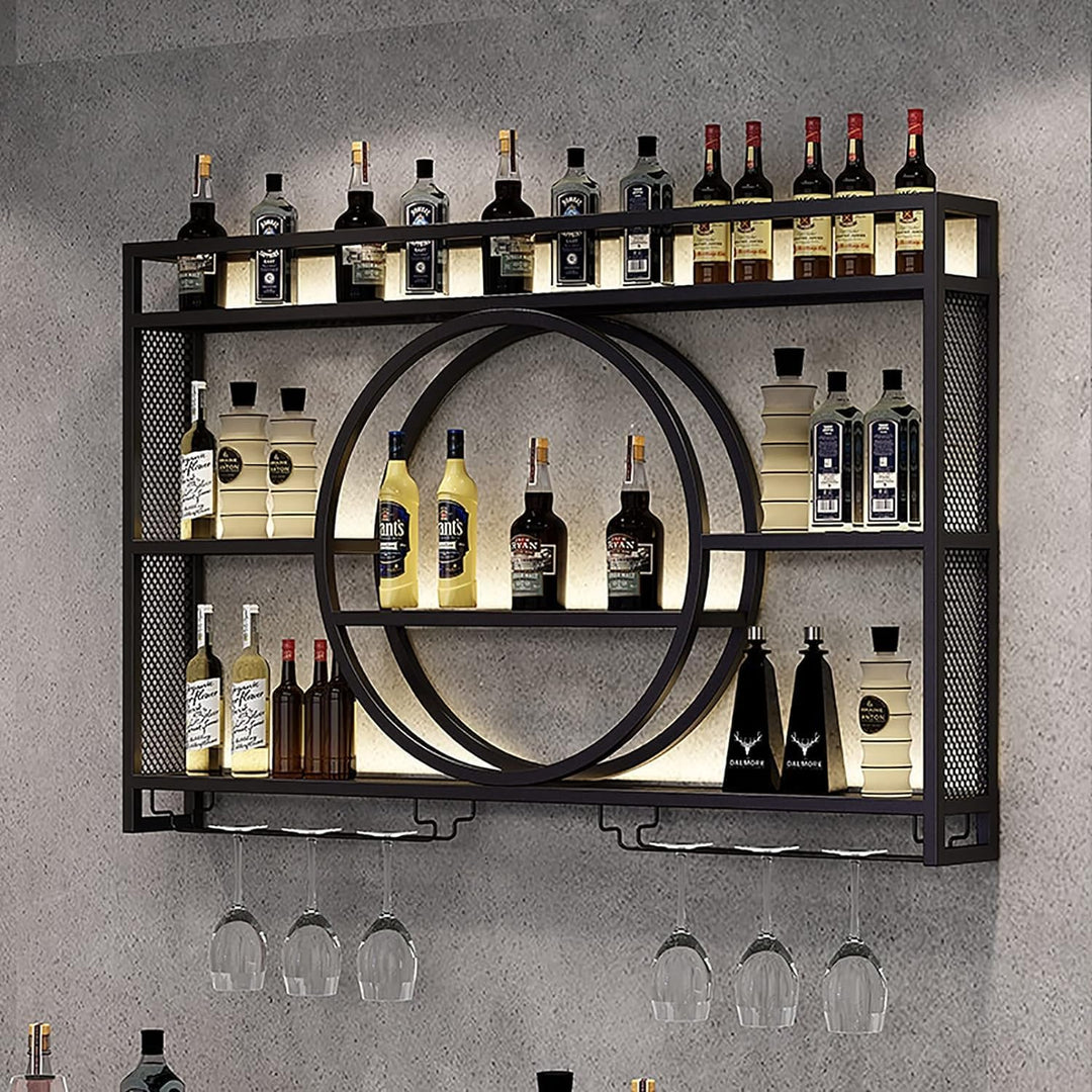 Modernes Weinregal aus Metall, Wandmontage, Bar-Einheit, schwebende Regale, Weinregale, Glasregal, E