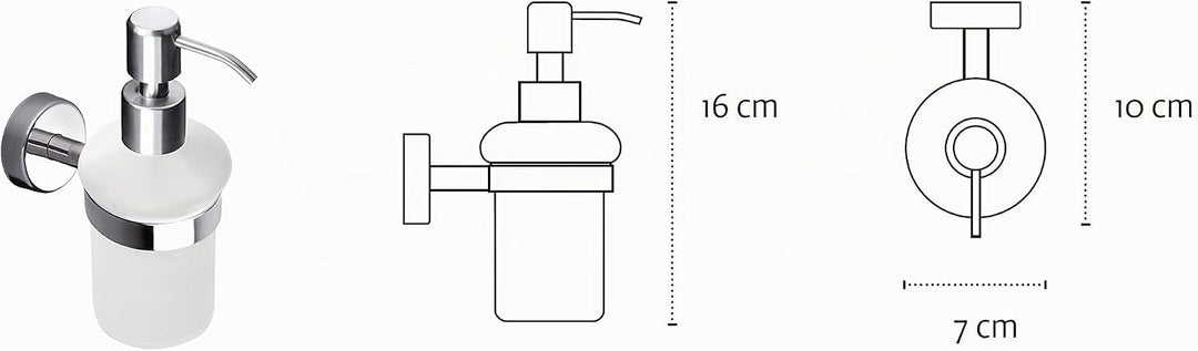 Kapitan Seifenspender mit Edelstahlpumpe und Halter Lotionspenser mattiertem Glas, Wandmontage, Poli