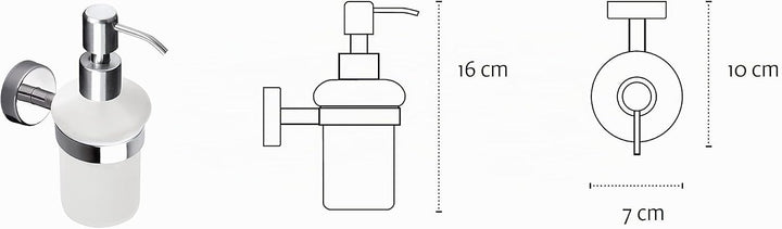 Kapitan Seifenspender mit Edelstahlpumpe und Halter Lotionspenser mattiertem Glas, Wandmontage, Poli