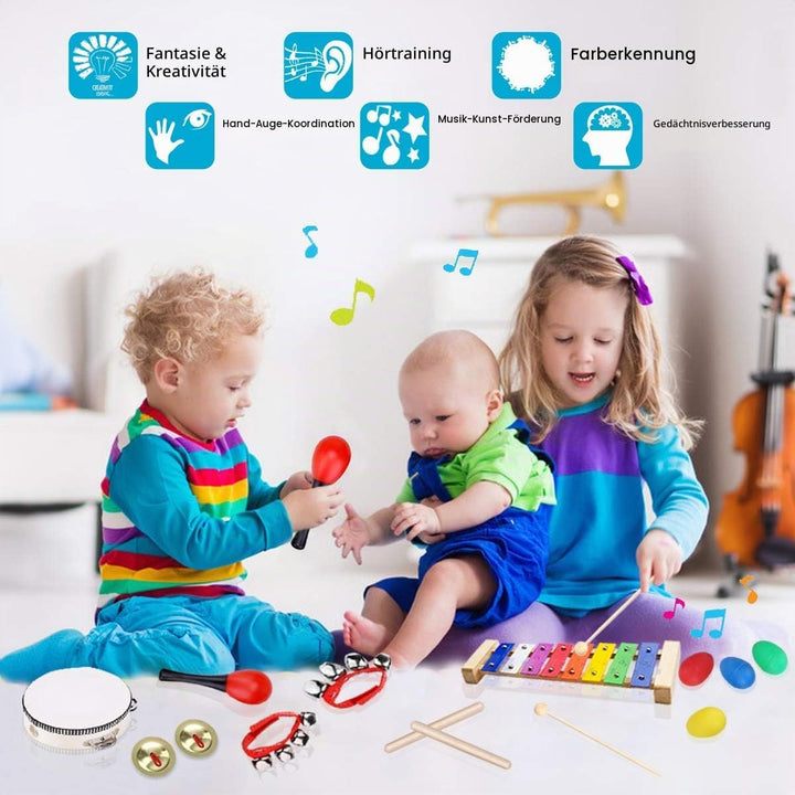 Musikinstrumente Kinder, Ulifeme 24 Stücke Holzspielzeug Musical Percussion Instrumente Set für Klei