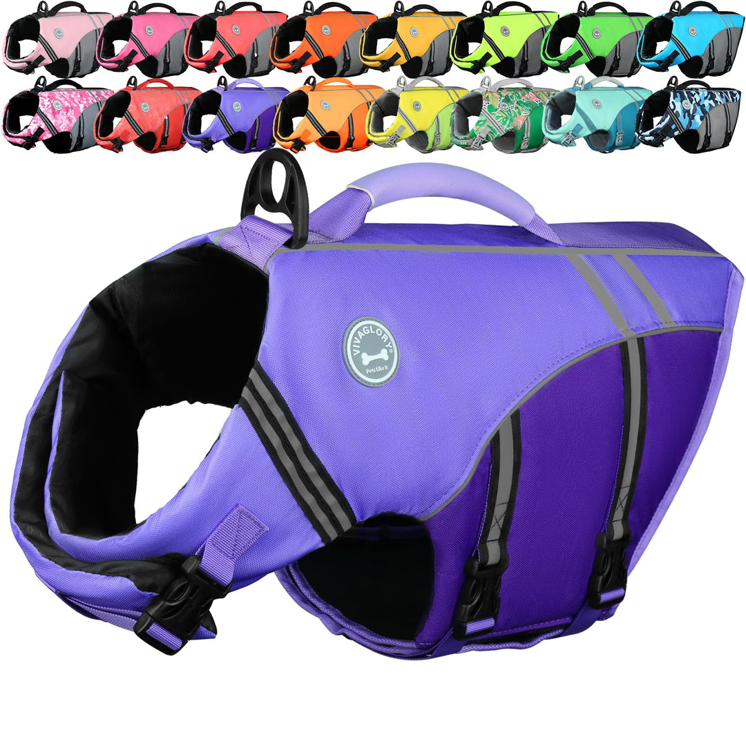 VIVAGLORY Sports Style Schwimmweste Hund, Hundeschwimmweste für Bootfahren, Auftrieb & Schwimmhilfe,