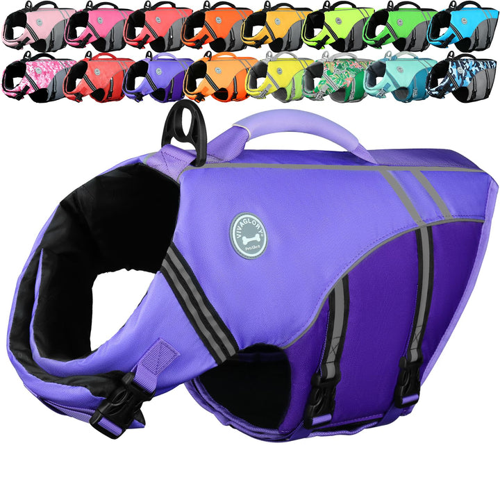 VIVAGLORY Sports Style Schwimmweste Hund, Hundeschwimmweste für Bootfahren, Auftrieb & Schwimmhilfe,